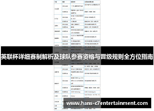 英联杯详细赛制解析及球队参赛资格与晋级规则全方位指南