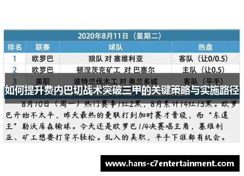 如何提升费内巴切战术突破三甲的关键策略与实施路径